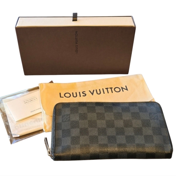 Louis Vuitton Black Gray Graphite Damier Zippy Large Organizer Wallet - Picture 1 of 14
